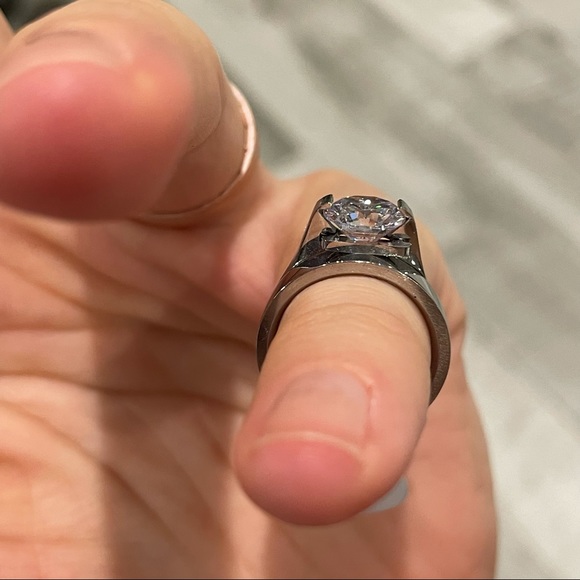 0.5-2Ct VVS CZ Set Wedding Ring 316L Stainless Steel - Picture 11 of 16